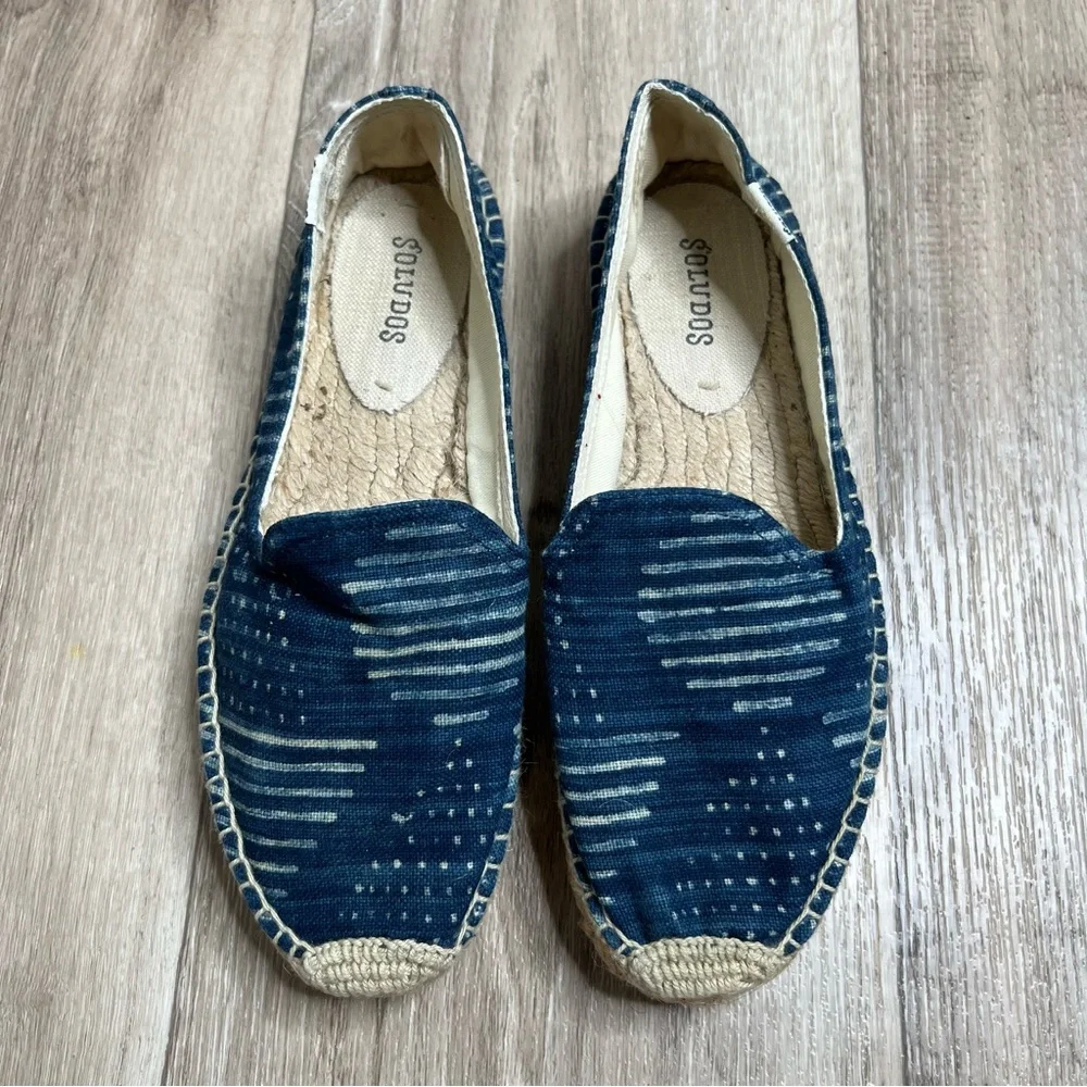 Soludos Blue Canvas Slip On Espadrilles Size 7